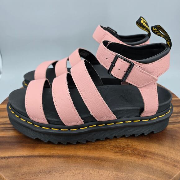 Dr Martens Blaire Sandals Women's 10 Pink Leather Ankle Strap Platform Comfort - Picture 3 of 7